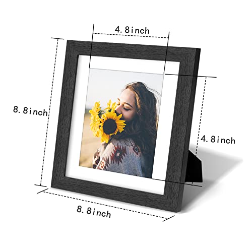 Vmuzeder 8X8 Picture Frame Rustic Black Wood Set Of 6,Display Pictures 5X5 With Mat Or 8X8 Without Mat,Multi Photo Frames Collage For Wall Or Tabletop Display #TOP1