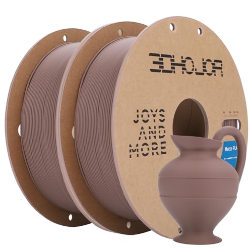 Image of 3DHoJor Matte PLA Filament 1.75mm, Upgrade 1kg*2 Bundle Cardboard Spool PLA Filament 1.75 PLA 3D Printing Filament, Print with Most 3D Printers Using 3D Filament-Brown