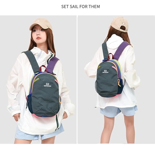 Mochila pequeña para senderismo ligera con diseño color-block miniatura 7