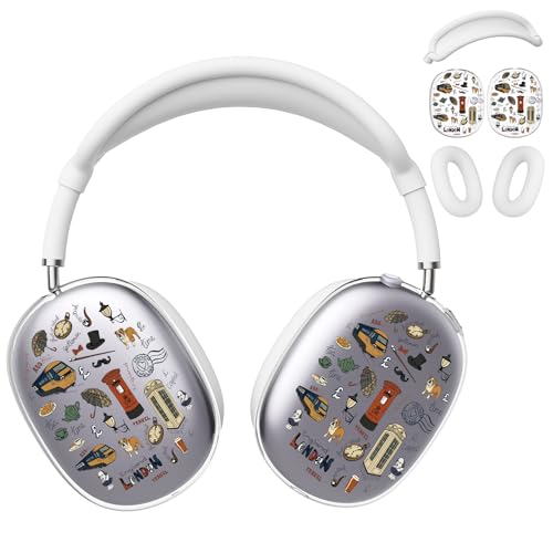 Coque AirPods Max antichoc en silicone souple transparent motif Londres