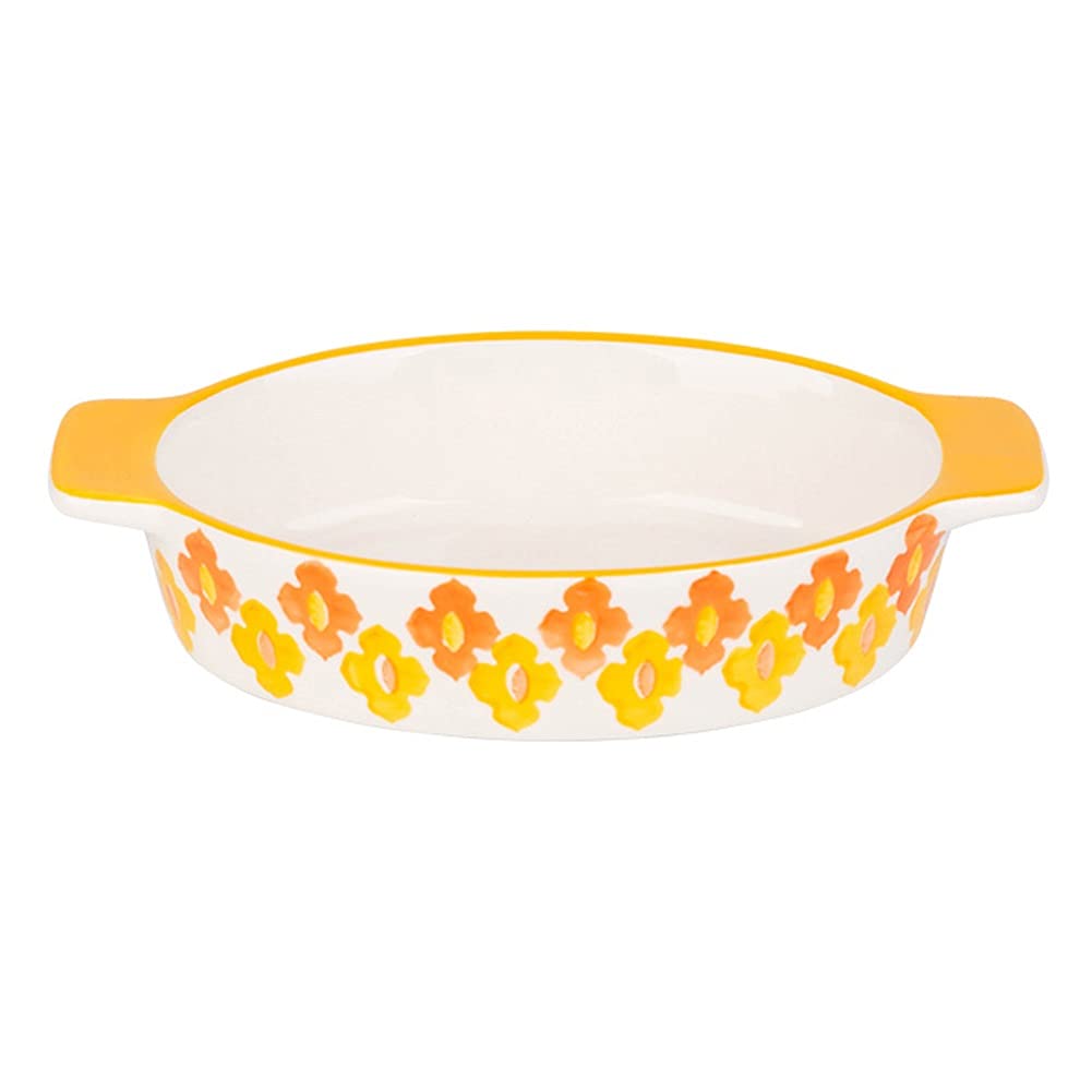 Fuente para Hornear Plato de Hornear de cerámica, Plato de cazuela Rectangular/Redonda, sartenes de lasaña para cocinar, Cena de Pastel, Cocina, 8/8.5inches Bandejas Horno (Color : Oval)
