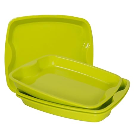 Plastic Prime Good Day Small Serving Trays, Colorful Stackable Trays for Serving Tea Snacks, Set of 4, Rectangular Green Color