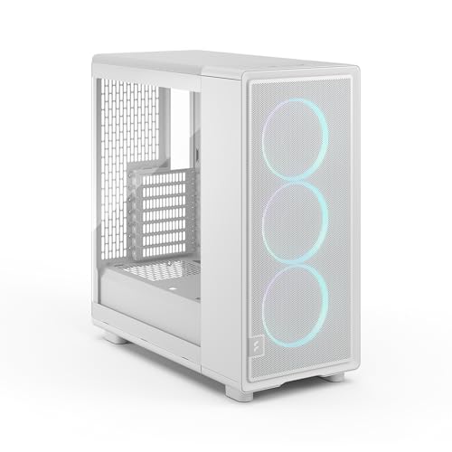 Image of Fractal Design Epoch White RGB - Tempered Glass Clear Tint- High Airflow PC Gaming Case - Mesh Front Panel - Three Momentum 12 RGB Fans Included - Spacious Interior - ATX /mATX /ITX Support