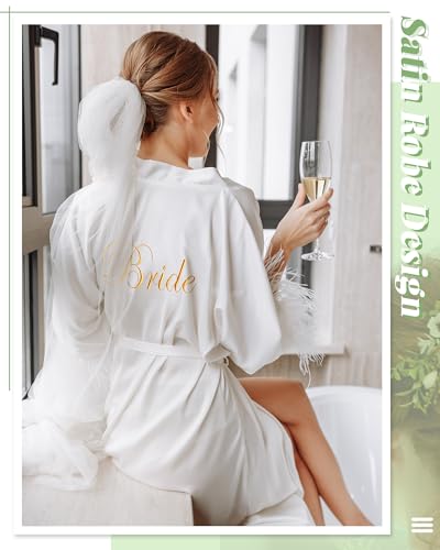 Image of Jecery 7 /12 Pcs Bridesmaid Robes Bride Kimono for Wedding Day Satin Embroidered Bridal Party Robes