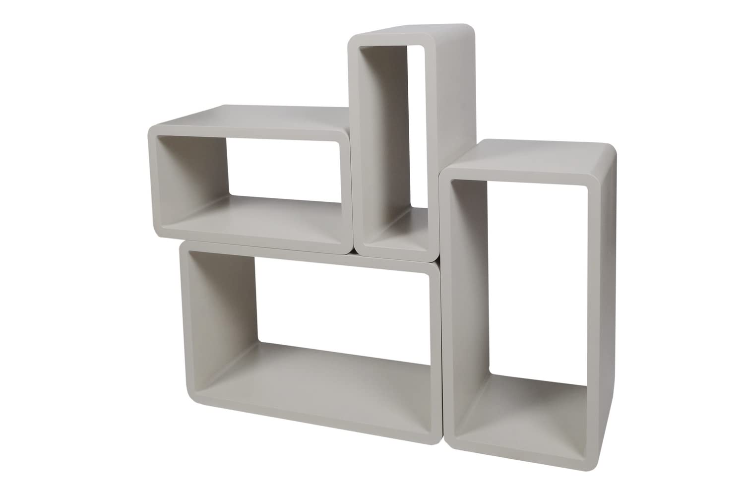 Cube Verstärkte Vielen Farben MDF Retro Design 4er Set Regal Regale Wandregal Deko Würfel CD DVD Lounge LO01 (Grau) Küche, Haushalt & Wohnen