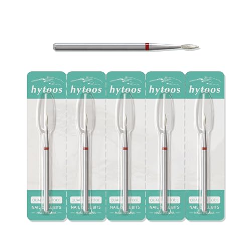 HYTOOS 2mm Short Flame Cuticle Clean Nail Drill BitS, 5Pcs/Set Russian Diamond Nail Bit Professional Safety Under Nail Cleaner Burr for Cuticle Dead Skin, Electric Nails Drill Accessories, Fine