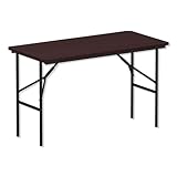Alera Wood Folding Table Rectangular 48w x 24d x 29h Walnut