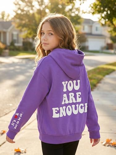 Image of WELAKEN Cotton Hoodie Sweatshirt for Girls Kids & Teens Long Sleeve Pullover with Kangaroo Pocket
