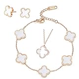 🍀【Perfekte Kombination und After Sales】 Das Schmuckset beinhaltet 1x Halskette, 1x Armband, 2x Ohrringe. Bitte zögern Sie nicht, uns bei Fragen umgehend zu kontaktieren.