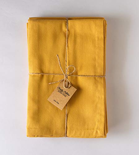 Candy Cottons 100% Cotton Dinner Napkins, Mustard Yellow Napkin (Pack of 6-18"x18") Dinner Table Napkins, Soft & Comfortable Cotton Napkins, Reusable Napkins for Home, Weddings & Cocktail Parties.
