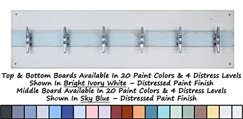 Cape May Boat Cleat Clothing, Coat or Towel Rack, Nautical Home Decor, Coat Hooks - 20 Colors - Shown in Bright White and Sky Blue - HANDMADE IN THE USA