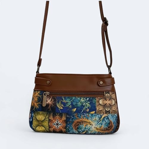 Image of JUGNU Sling Bag for Women, Jute Fabric, Crossbody Style, Slim Design, Multicolour, Medium Size, Lightweight, Adjustable Strap, Zipper Closure, 5 Pockets