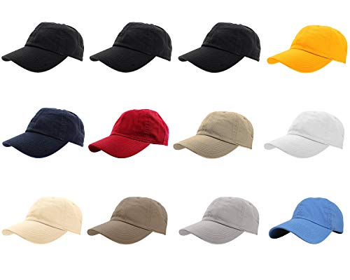 Image of Gelante Baseball Caps Hats 100% Cotton Plain Blank Adjustable Size Wholesale Bulk of 12 Pack