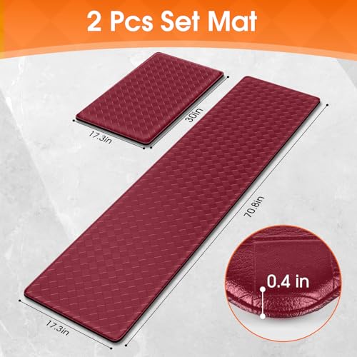 TranquilRelax Kitchen Mats, Cushioned Mats with Extra-Long Runner, Burgundy by TranquilRelax - Image 2
