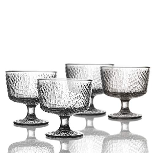 Elle Collection Bistro Croc Pedestal Bowls, Clear, 4.3