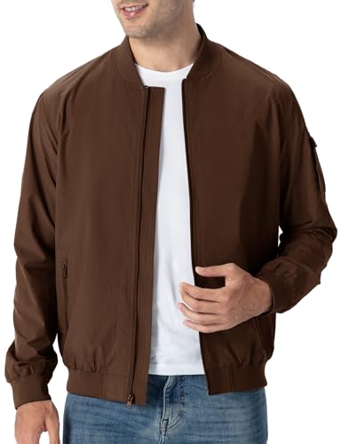 Image of TBMPOY Men's Windproof Bomber Jackets Lightweight Track Jackets Windbreaker Outdoor Golf Fashion Coat
