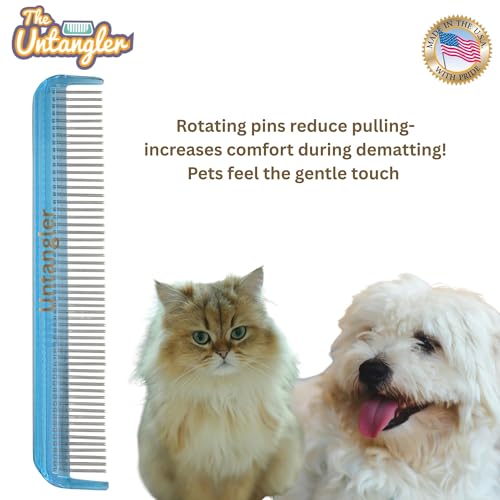 Image of Cat Comb with silky smooth rotating teeth, 7 inch, Sky Blue