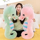 Uixxducc Seepferdchen Kuscheltier Plüschtier Stofftier, Weiches Kissen Geschenk für Kinder/Erwachsene (Grün, 50CM)