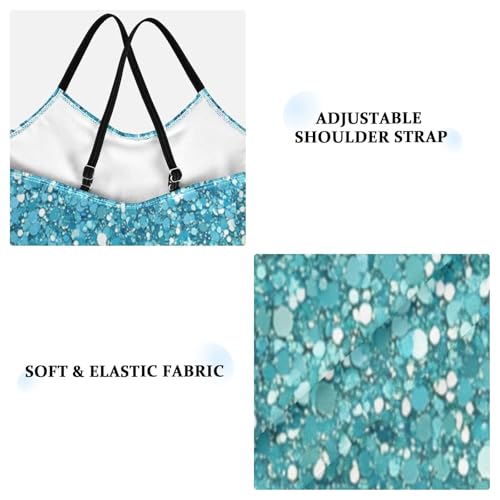 Pigsaly Girls One Piece Swimsuits Mint Green Sky Blue Gradient Flashing Glitter Kids Cross Back Swimwear Bathing Suit 3T3