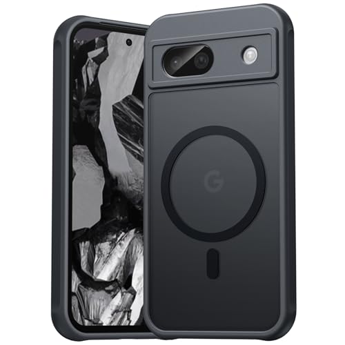 EASDNB für Google Pixel 8A Hülle für Magsafe Magnetisch Handyhülle für Pixel 8A Case Kameraschutz Stoßfeste Kratzfeste Durchscheinende Schutzhülle für Google 8A Schwarz