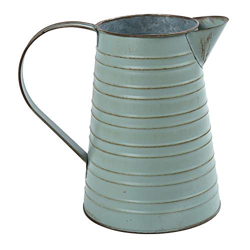 Philpety Shabby Chic Watering Can Galvanized Finish Metal Vase Country Rustic Pitcher Primitive Jug Decorative Flower Holder, 7.5" H #TOP2