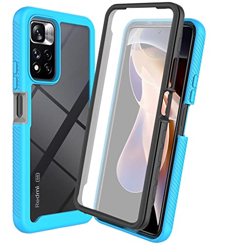 Cover trasparente per Xiaomi Redmi Note 11 Pro+ 5G Note 11 Pro Plus con schermo integrato Custodia rigida in PC morbida Case Militare Antiurto - chiaro silicone gel tpu blu