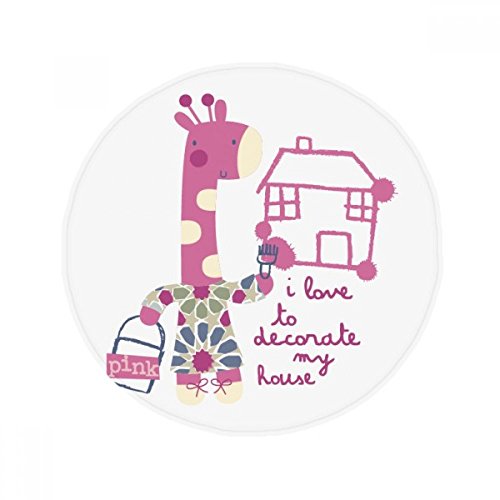 Tapis ronde girafe rose 80cm antidérapant pour le sol de maison - 2
