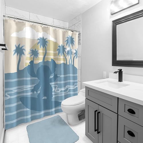 Image of Jay Franco Disney Lilo and Stitch Shower Curtain - Licensed Bathroom Decor for Kids or Teens - 70 x 72 Inch Washable Fabric Curtain