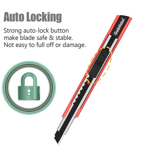 Image of Gebildet 5pcs Right and Left Hand Self-Lock Cutter Knife /Black 9mm Snap Off Blades /60 Blace Knife /Utility Knife /Graphic Knife (Red Holder)