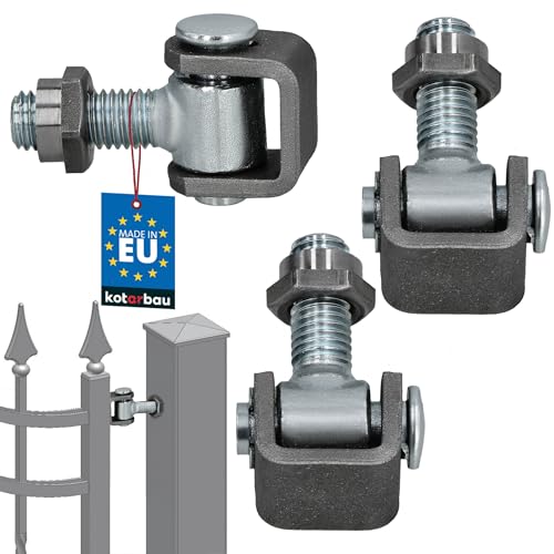 KOTARBAU® Juego de 2 bisagras de puerta ajustables M12 S235JR de acero galvanizado, bisagras de puerta ajustables plateadas