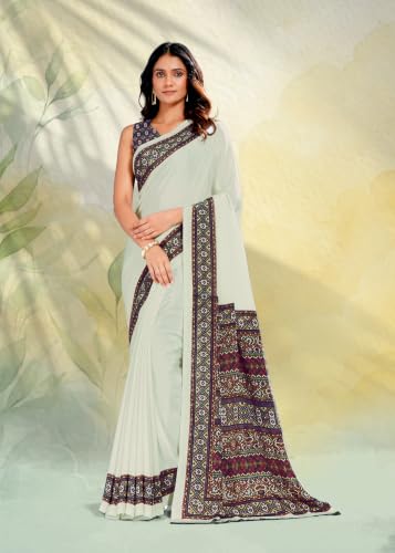 Image of Jaanvi fashion Women's Crepe Silk Saree with Unstitched Blouse Piece | Soft Lightweight Traditional Ethnic Wear Saree for Party, Wedding, Festival
