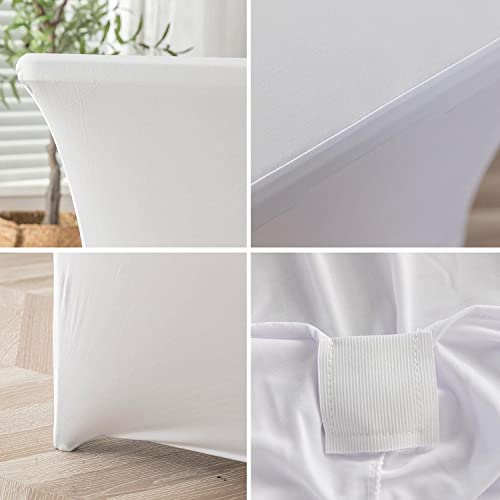 Mingyit 2 Pack Spandex Table Cover Fitted Rectangular Tablecloth Stretchable Fabric Tablecloth For Party, Banquet, Wedding And Events (6Ft, White) #TOP4