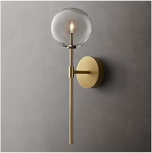Miniatura 1 de Postmodern - Lámpara de pared de globo de vidrio de poste largo, decoración de interiores, lámpara de pared de bola de vidrio transparente para