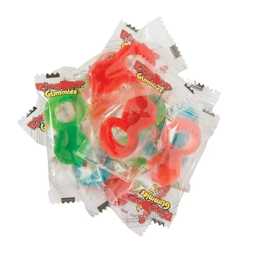 Ring Gummy Rings, Assorted Flavors, Wrapped, Bulk (Approx. 50 Pieces) CHERRY, STRAWBERRY, WATERMELON & BLUE RASPBERRY - Great Fun for Adults & Kids Alike! Perfect for Engagements, Weddings, and Bachelorette Parties! (1 Pound) miniatura 3