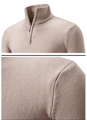 REHJJDFD Men's Slim Fit Sweater Half Zipper Pullovers Warm Stand Collar Turtleneck Cotton Knitted Sweater Solid Sweater2
