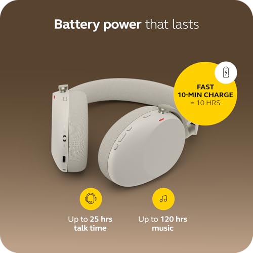 Image of Jabra Evolve3 85 Over-Ear Wireless Bluetooth Headset with Microphone for Work, USB-C, AI Voice Call Technology, Adaptive Active Noise Cancellation, 25-Hour Battery, Works with Meeting Apps, Warm Gray