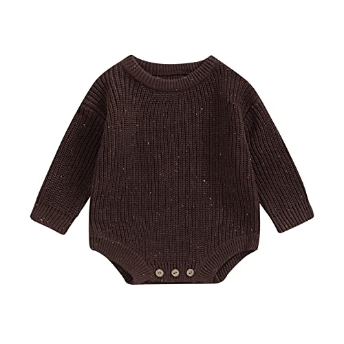 Image of FYBITBO Baby Girl Boy Sweater Knit Oversized Pullover Sweatshirt Romper Onesie Warm Fall Winter Clothes Outfit Newborn