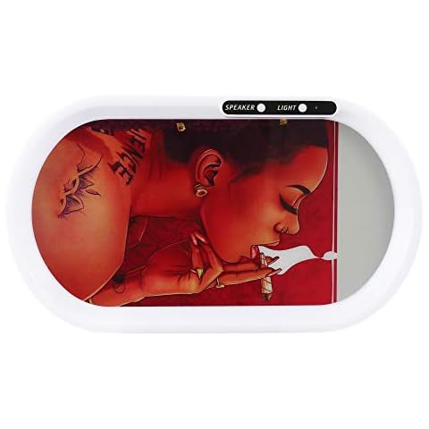 TIRIRS Bluetooth Speaker LED Rolling Glow Light Up Tray - 7 Colors Party Mode Rechargeable, Lights Dancing with Music, Fashionable Pattern Finish with Smooth Rounded Edges - Hot Girl Cover