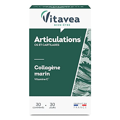 VITAVEA BIEN-ETRE - Complément Alimentaire Articulations - Collagène Marin, Vitamine C - Os et Cartilages - 30 comprimés - Cure de 1 mois - Fabriqué en France