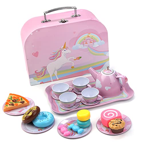 BEIAOSU Juego de té para niños con Maleta, Juego de té y café para niños, 24 Piezas de vajilla para muñecas Cosplay, vajilla de Cocina para niños Cover