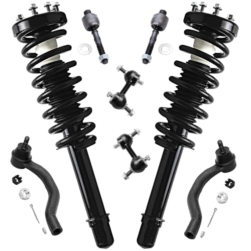Image of Detroit Axle - 8pc Front Struts Kit for 2004-2008 Acura TSX, 2 Struts & Coil Springs 2 Sway Bar Links 4 Outer Inner Tie Rods 2005 2006 2007 Replacement Suspension Kit