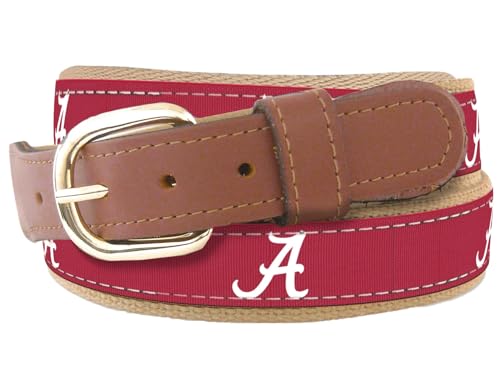 ZEP-PRO NCAA Men's Alabama Crimson Tide Collegiate Woven Ribbon Belt, Size 36