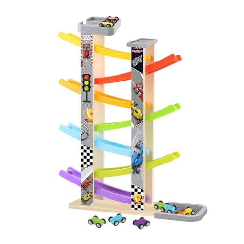 Circuit de course en bois à 7 niveaux avec 8 voitures robustes