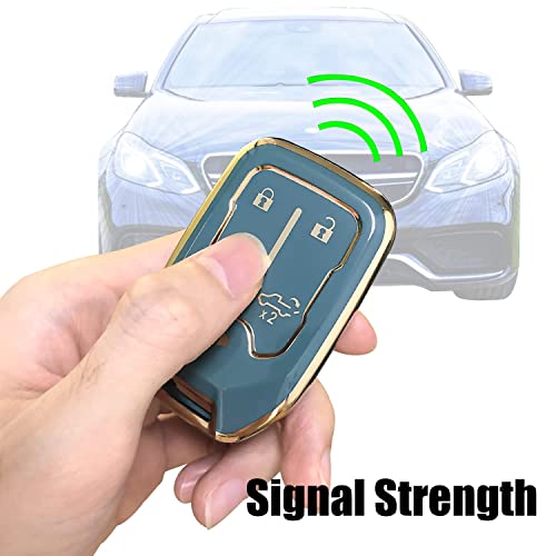 Cozla For Gmc Key Fob Cover With Keychain Tpu Car Case Holder 360 Degree Protection Compatible 2017-2022 Chevrolet Chevy Silverado Suburban Tahoe Acadia Sierra Terrain Yukon (Gray), Universal Size #TOP3