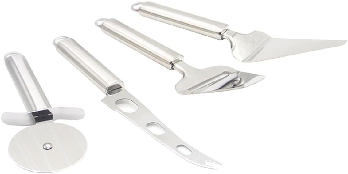 Cabilock 4Pcs Stainless Steel Pizza Tools Set with Wheel Cutter Cheese Spatula and Slicer Versatile Kitchen Gadgets for and Vegetable Cutting Cabilock 4Pcs Stainless Steel Pizza Tools Set with Wheel Cutter Cheese Spatula and Slicer Versatile Kitchen Gadgets for and Vegetable Cutting