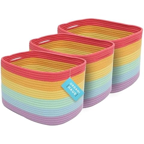OrganiHaus Pack of 3 Cotton Rope Baskets Cover