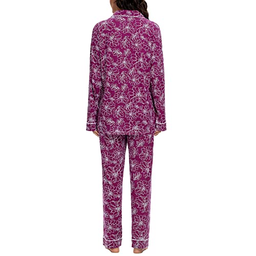Image of Tugege Pajamas Set Long Sleeve Sleepwear Womens Button Down Nightwear Pj Sets