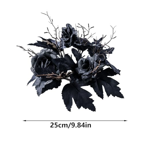 2 Pcs Fall Wreath, 9" Versatile Durable Elegant Artificial Candle Wreath (Black) - image 7