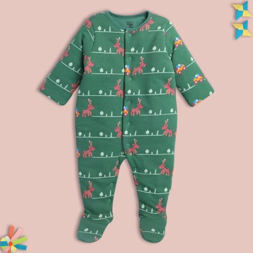 Image of miniklub Baby Front Open Long Sleeve Full Length Knitted Cotton Sleep Suit (Yellow Color)