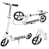 PakOne 【2025年最新デザイン】キックボード キックスクーター 子供 大人用 折りたたみ式 4段階高さ調整 フット/ハンドブレーキ 8インチタイヤ 立ち乗り式二輪車 耐荷重200kg 持ち運び便利 日本語説明書 (白)